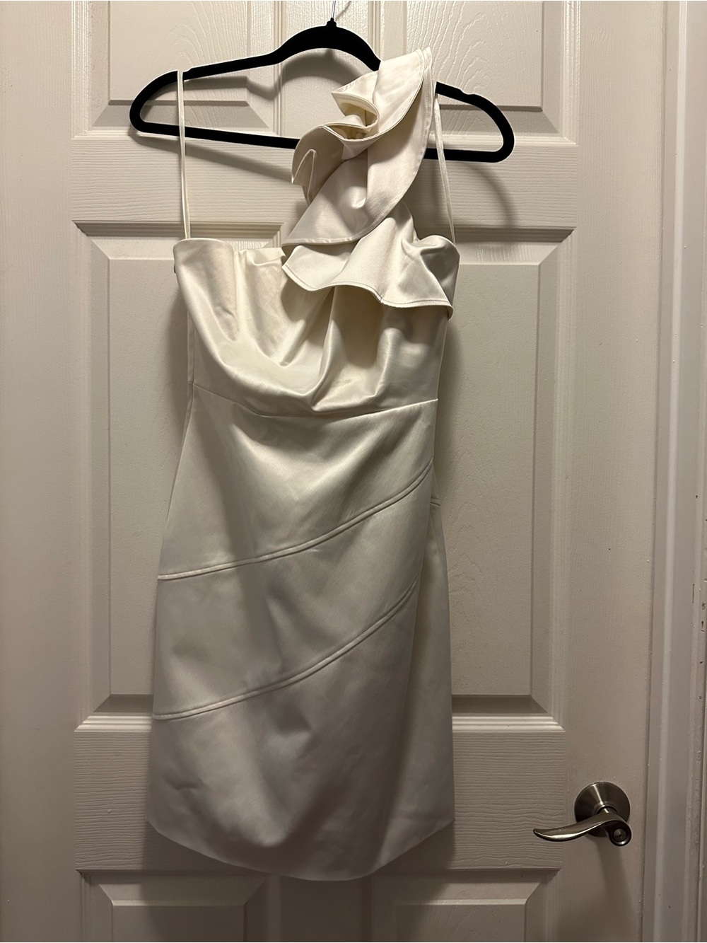 The Limited Cream One-Shoulder Sheath Dress with Shoulder Ruffle - Picture 2 of 12